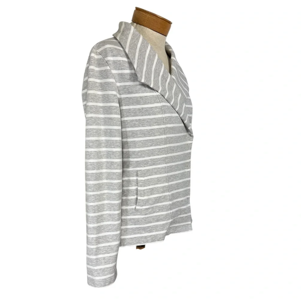 Isaac Mizrahi Live! Moto Jacket Women's S Gray White Striped Asymmetrical